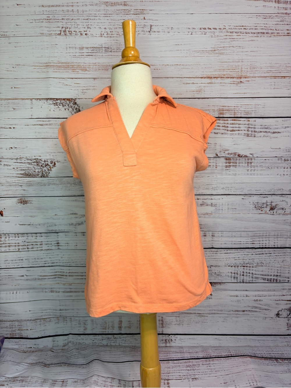 LOFT Women's Sleeveless Polo Top in Peach